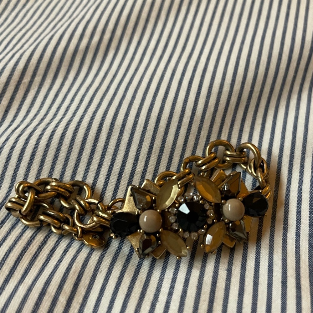 VINTAGE J.Crew Gold Rhinestone Bracelet - Picture 4 of 9
